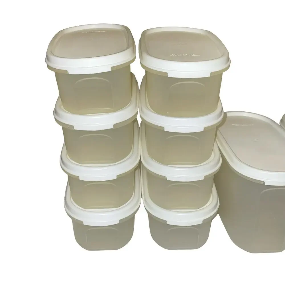 Tupperware Modular Mates Set 12 White Lids Oval 1 & 2 Food Storage Container USA